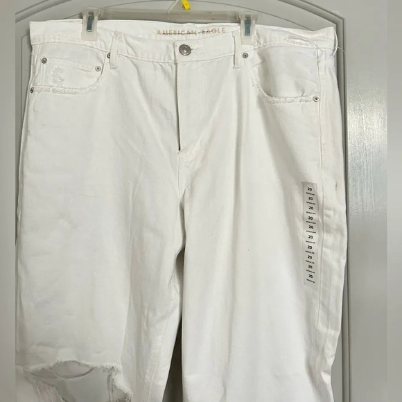 American Eagle 90s Straight Leg Jeans Cool White Distressed Jeans size 20R NWOT - Picture 4 of 9